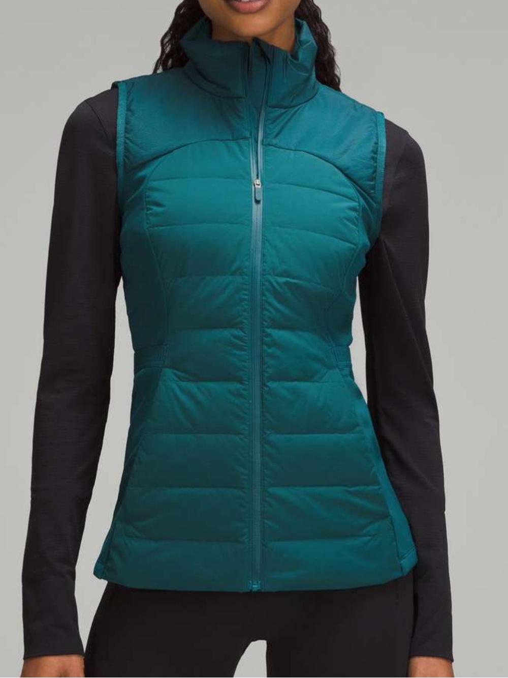 Lululemon Sz 10 Down for It All Vest Storm Teal Athletic Fall Running